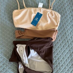 Cupshe Cream and Brown Bandeau Set